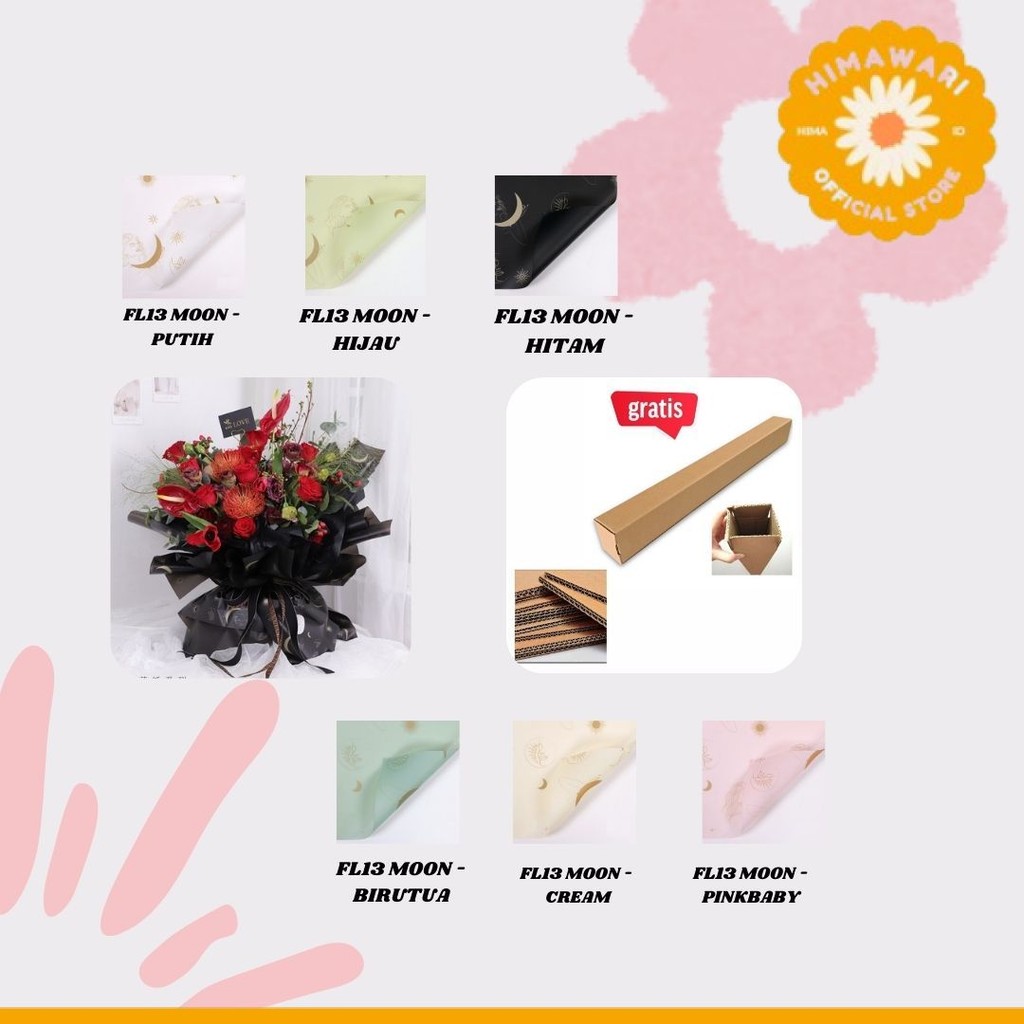 

HIMA - (5 LEMBAR) - FL13 MOON Kertas Bunga Paper Buket Motif Bulan Modern Florist Cellophane - GROSIR