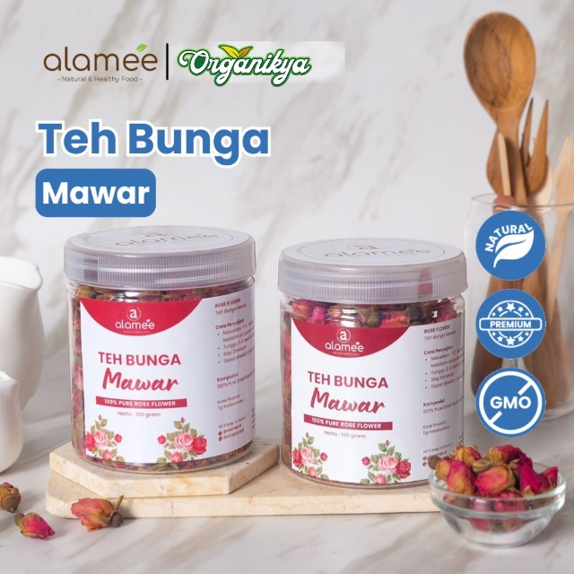 

Teh Bunga Mawar Rose Flower Kemasan Toples 100gr Flower Tea Organik Kering Dried Alami organikya