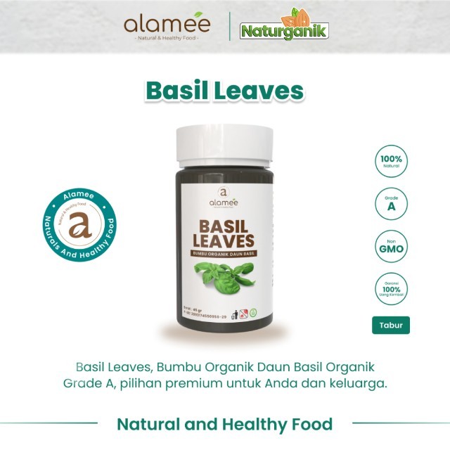 

ALAMEE Daun Basil Bumbu Dapur Dried Leaf Murni Asli Seasoning Organik Garnish Tabur Naturganik