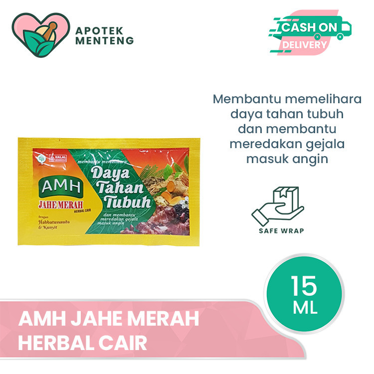 AMH Jahe Merah Herbal Cair Sachet 15 mL - Meredakan Gejala Masuk Angin