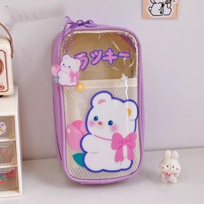 

Best- kotak pensil anak perempuan lucu Kawaii Tempat pena Kawaii pencil box - Purple Bear