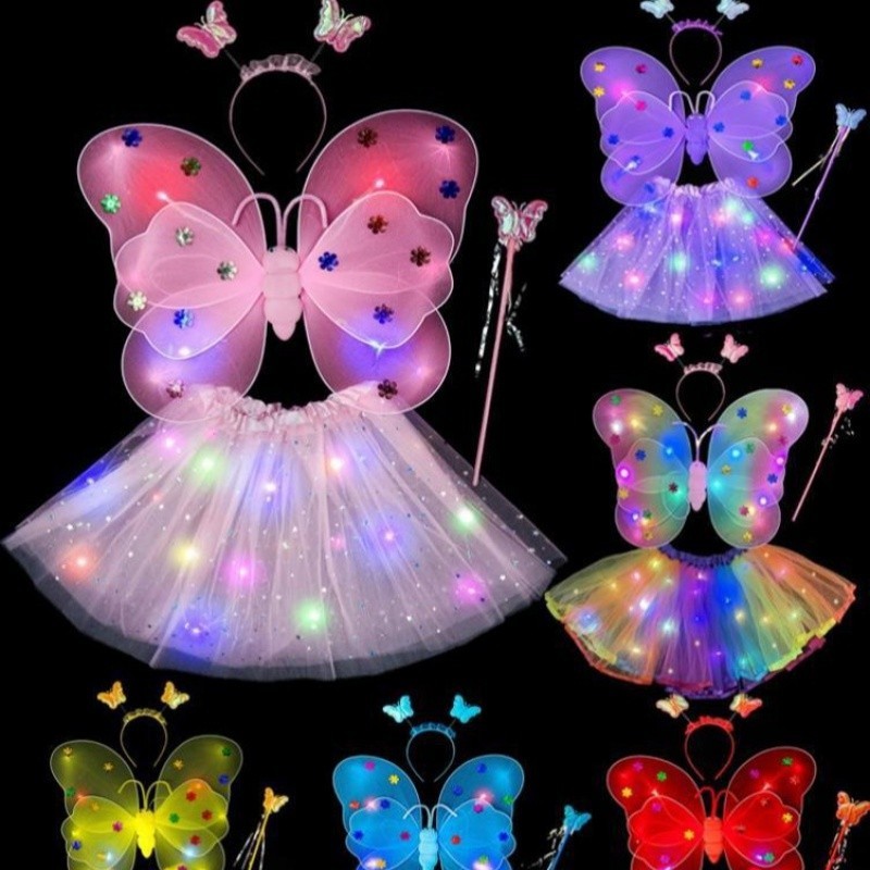 Mainan Dress Up Sayap Kupu-kupu Anak-anak, Gaun Peri Bunga Elf Dekorasi Belakang Sayap Kupu-kupu Mal