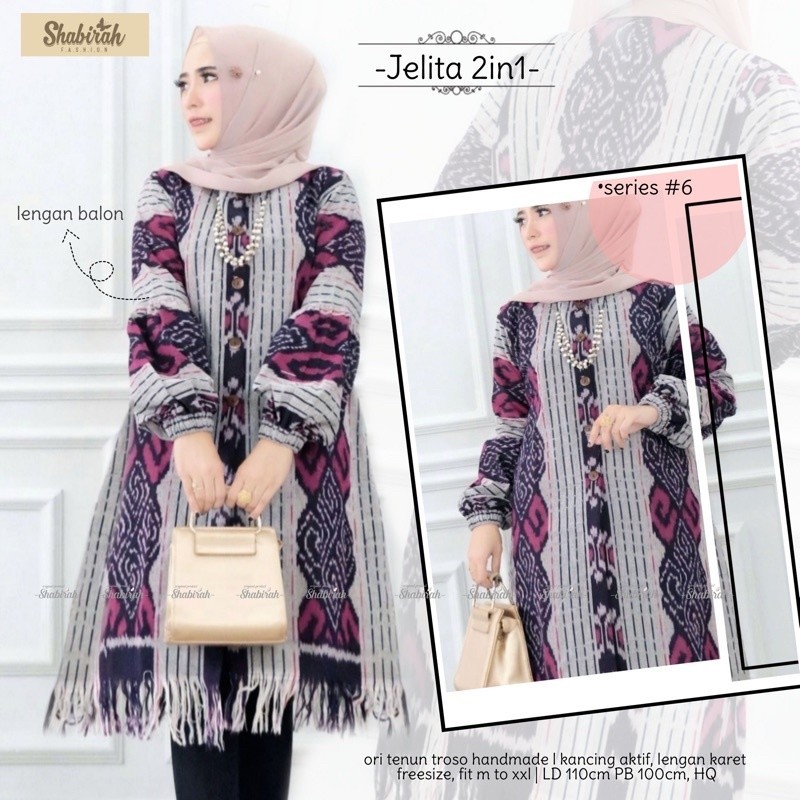 jelita 2in1 tunik dan outer atasan batik perempuan tenun troso etnik jepara/ BATIK NASIONAL / BATIK 