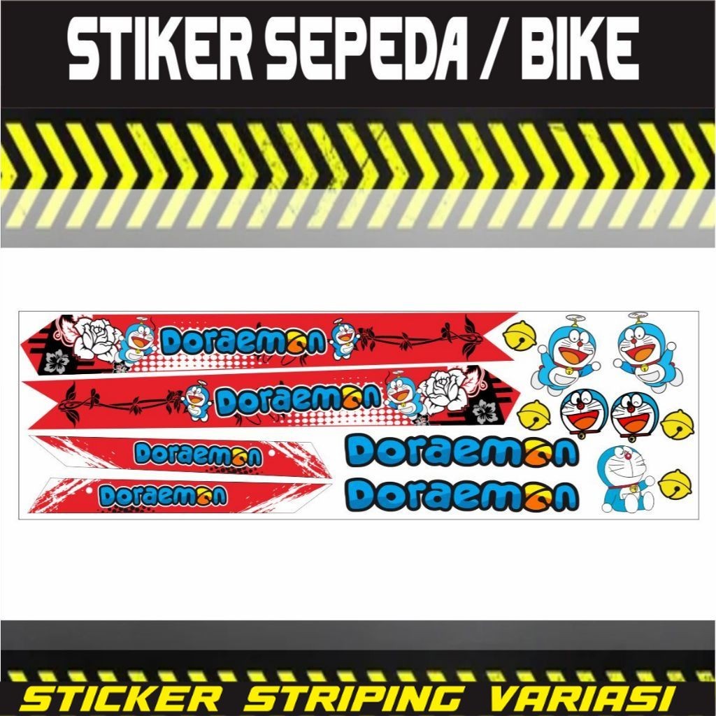 striping sepeda bmx variasi motif kartun doraemon / stiker sepeda STIKER SEPEDA ANAK VARIASI