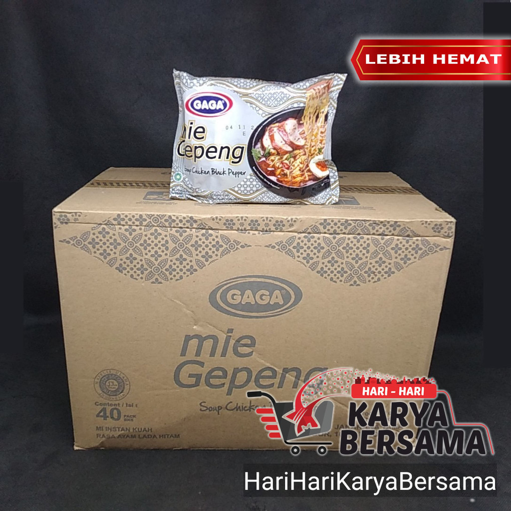 

GAGA MIE GEPENG MI INSTAN KUAH RASA AYAM LADA HITAM PER-KARTON ISI 40'S X 67GR