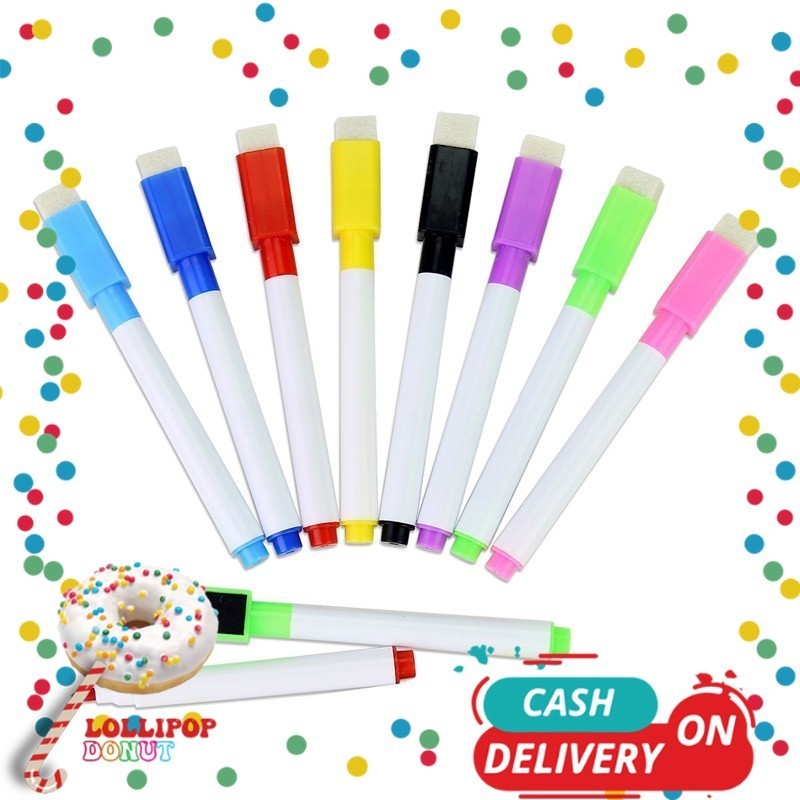 

L&D" Spidol Mini Magnet Papan Tulis White Board Dengan Penghapus / Sepidol Warna Warni Wipe And Clean Kecil