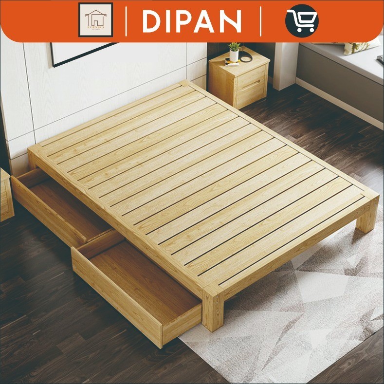 DIPAN TEMPAT TIDUR RANJANG KAYU DIPAN LIPAT KAYU MINIMALIS + LACI