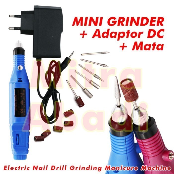 Mesin Mini Grinder Grafir Bor Potong Gerinda Ukir + Adaptor DC + Mata