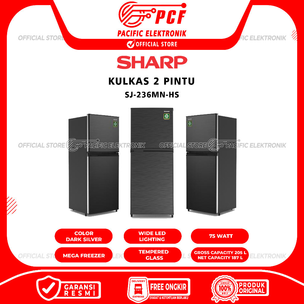 Kulkas Sharp 2 Pintu Murah SJ-236MN-HS / 236MN HS