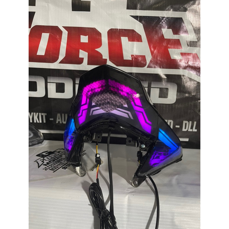 PROMO BULAN MEI Stoplamp lampu belakang Vario 125 old KZR Custom Lazy Led  RGB remote sen running
