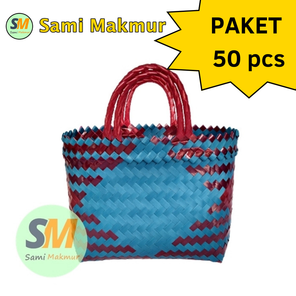 

PAKET HEMAT 50 PCS Tas Anyaman Plastik ukuran KECIL (S) KACA Keranjang Belanja Souvenir Parcel THR