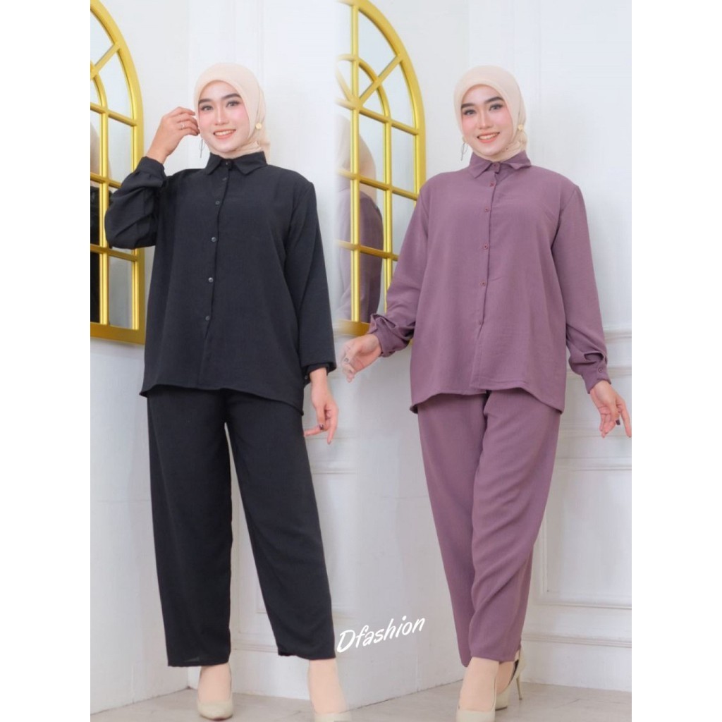 Setelan crinkle Setelan wanita kekinian Setelan wanita Setelan kringkel Oneset wanita kekinian Stela