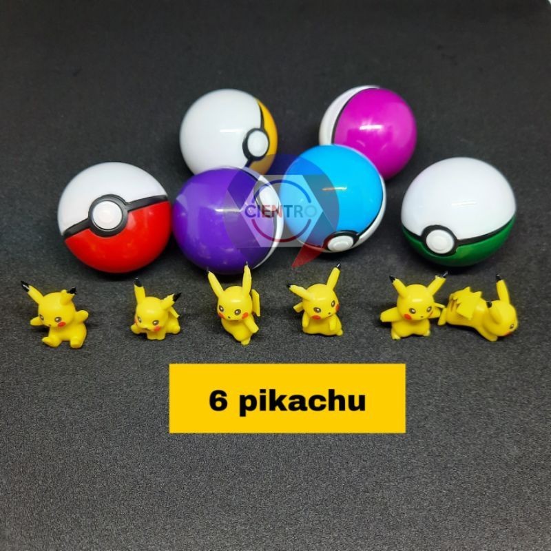 mainan pokeball isi 6 pokemon pikachu