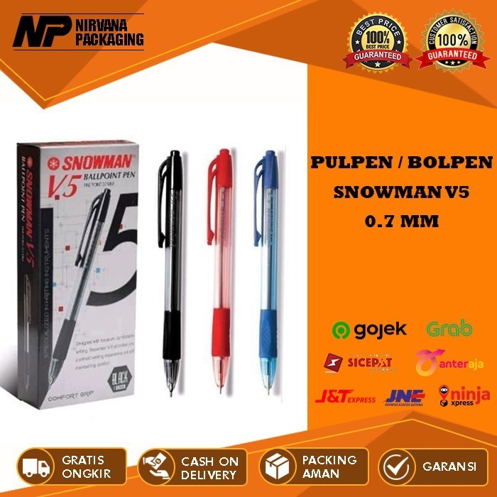 

PULPEN / BOLPEN / PEN / PENA SNOWMAN V5 0.7 MM - Hitam