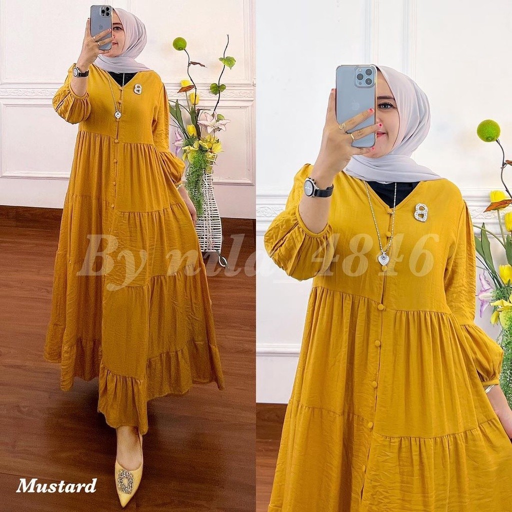 Mini Dress Raisa XL,XXL,XXXL Gamis Polos Gamis Midi Dress Muslimah Dress Katun Rayon Baju Gamis Jumb