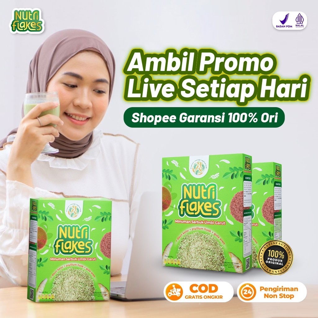 

2 Box Nutriflakes Sereal Umbi Garut - Minuman Sehat Untuk Program Diet Sehat Bantu Atasi Asam Lambung & Maag 100% Alami