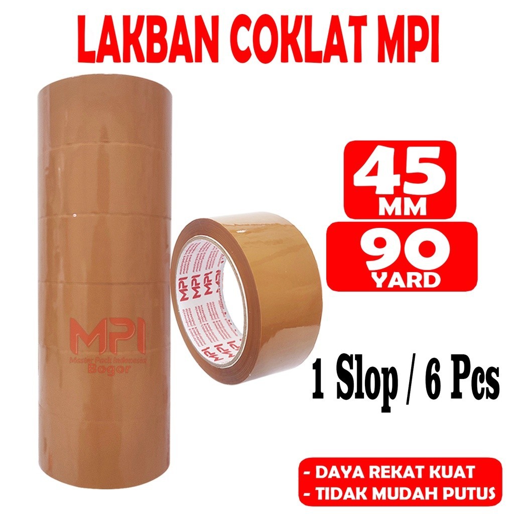 

6 PCS - Lakban Coklat MPI 45 mm x 90 yard Bc / Lakban Untuk Packing - Master Pack Indonesia Bandung
