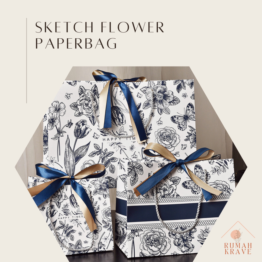 

RUMAH KRAVE - Sketch Flower Paperbag Tas Kantong Kado Goodie Bag