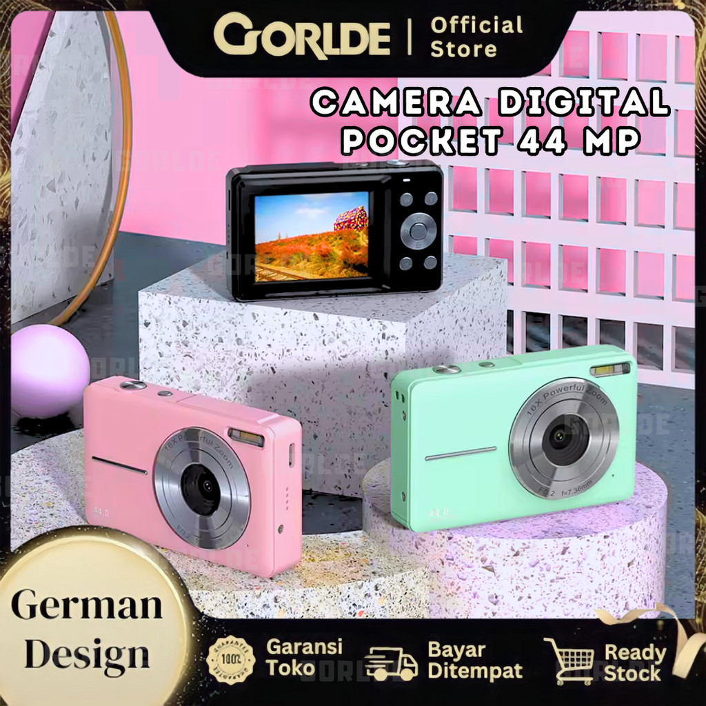 GORLDE - Kamera Digital Pocket 44 megapiksel Original Full Set Camera Digital Pocket
