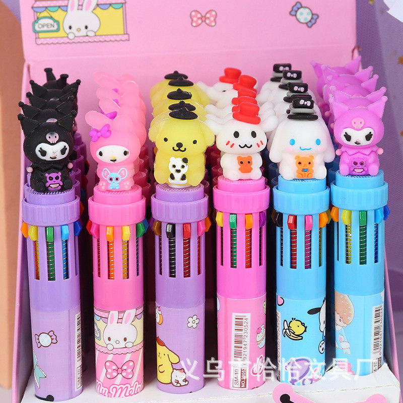 

( SPM7 ) PULPEN BOLPOIN 10 WARNA MOTIF SAN RI* LUCU / PULPEN MEKANIK 10 WARNA
