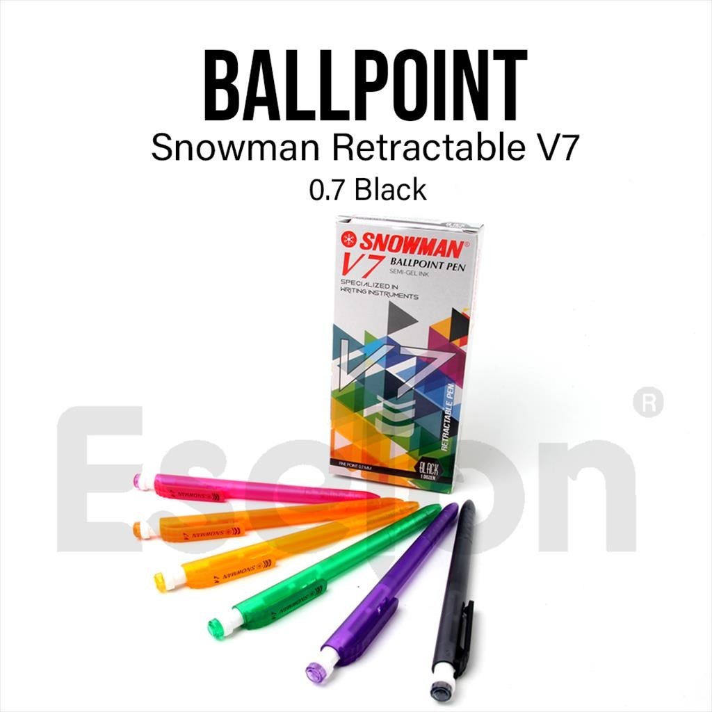 

1buah/1pc Pulpen Snowman Cetek V7 Hitam 0.7mm