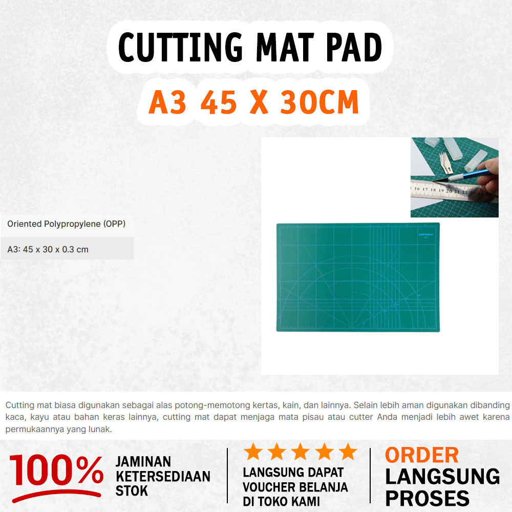 

Cutting Mat Pad | Alas Potong Pola Grid A3 45 x 30cm - Green