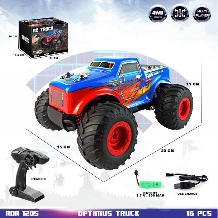 RDR1205 Optimus Truck RC Offroad 4X4 4WD Buggy Rock Crawler Mainan Anak Mobil Remote Control Radio C