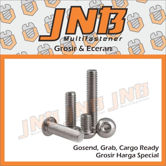 Baut L Button Head M8 X 12 16 20 25 30 35 40 45 50 60 70 80 90 100 MM L5 Buttonhead Stainless Steel 