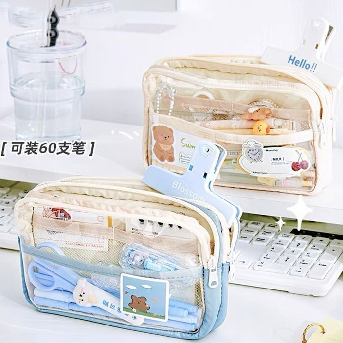 

Tempat Pensil Imported Aesthetic Pencil Case Kotak Pensil Dan Dual Zipper Dompet Pensil Pencil Case Casual Transparan Lucu Stationery Organizer School Supplies barang aesthetic