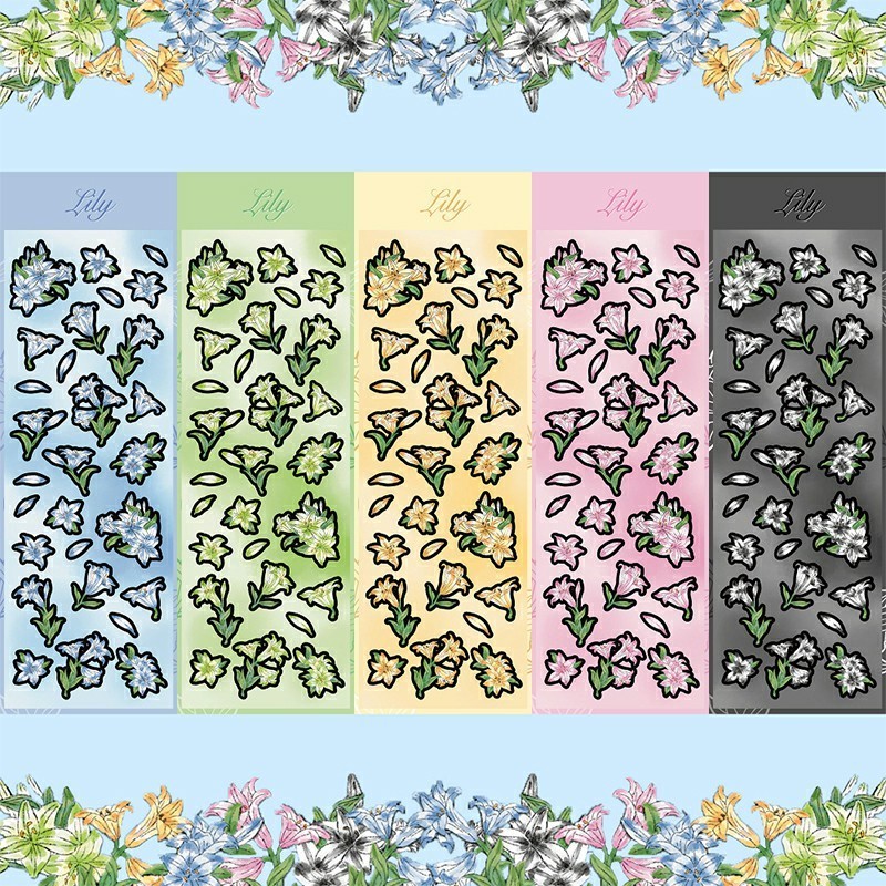 

COD✨Stiker bunga lily dalam stiker akuntansi laser stiker dekoratif diy-be