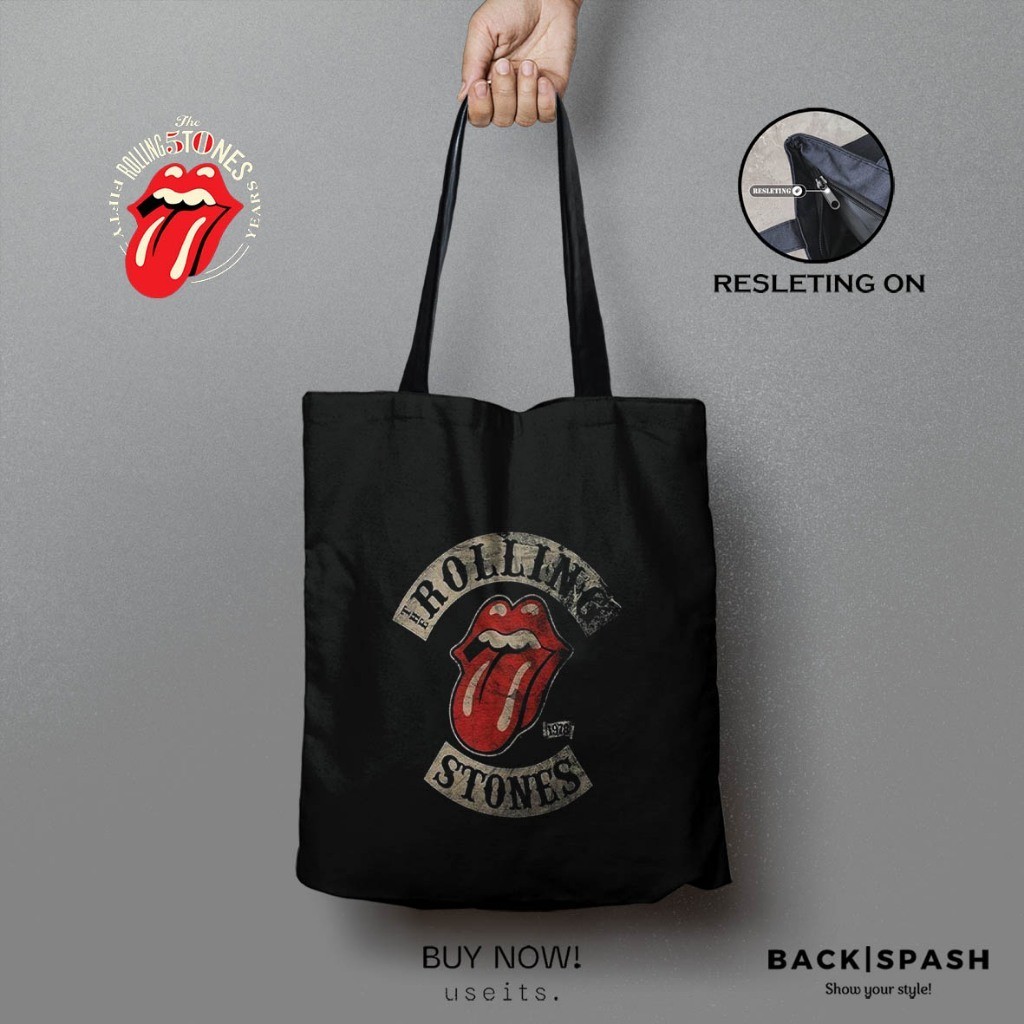 Totebag Band The Rolling Stones / Totebag Tas Band The Rolling Stones Custom Pria Wanita THD