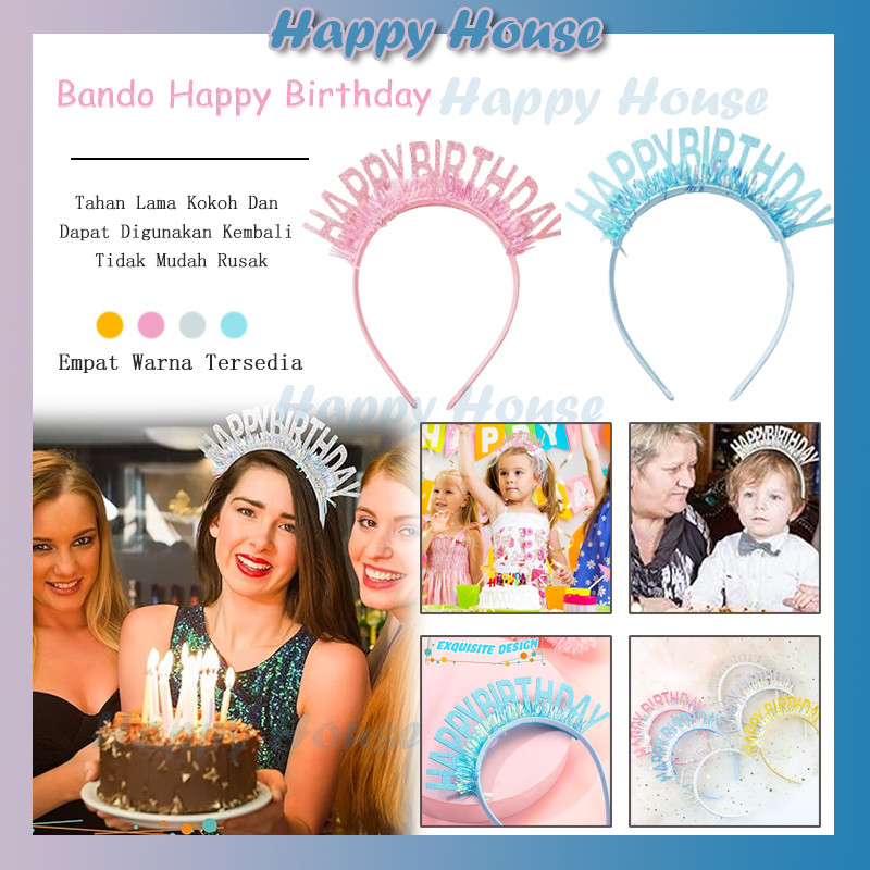 Bando Mahkota Happy Birthday Warna / Bando Happy Birthday Premium