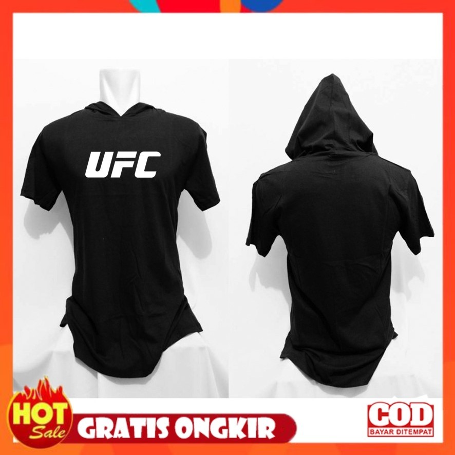 [PREMIUM ORIGINAL] Kaos Hoodie Fitnes Kupluk ufc Hoodie Hitam 7