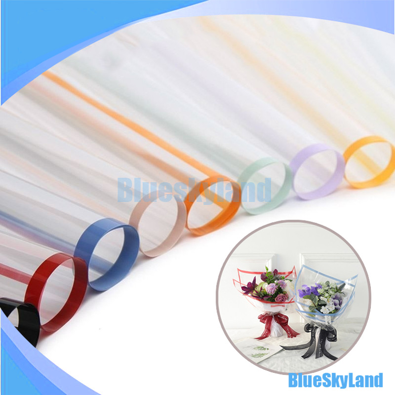 

BS Flower Wrapping Paper Clear Transparant Frame List Color Cellophane Waterproof Kertas Bungkus Pembungkus Bouquet Bunga Bening Polos Transparan Border Warna Anti Air