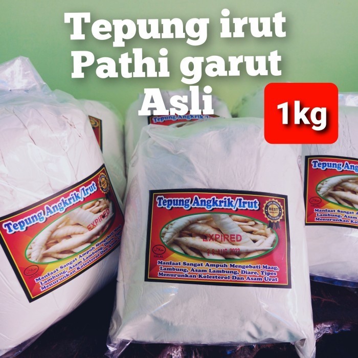 

New-Promo Tepung angkrik/irut/pathi garut/obat asam lambung/maagh alami 1kg.