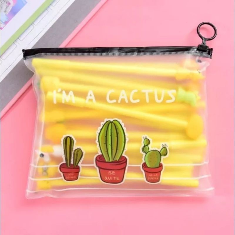 

(ANG)Pulpen Gel Karakter Lucu Set Isi 20PCS Pena FREE Zipper Pouch Tempat Pensil Transparan Murah bisa cod