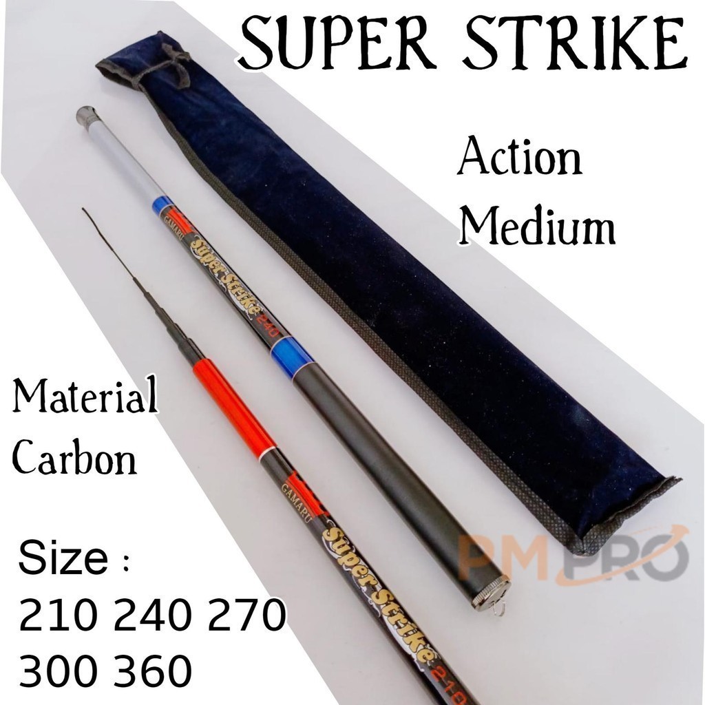 Joran Tegek Gamaru Carbon Super Strike 210 240 450 Ruas Pendek Action Medium Ringan