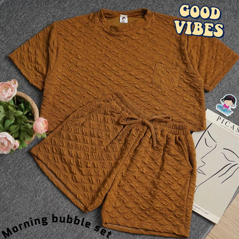 AZ.FS - RFS OOTD Setcel Wanita kasual / MORNING BUBBLE SET / One Set 2in1 / Setelan Wanita Santai / 