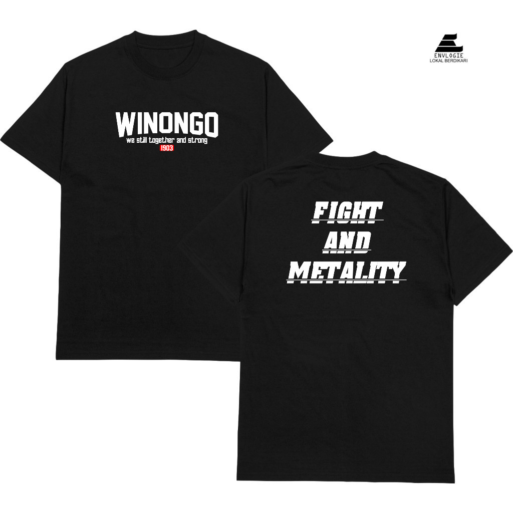 FestKaos t-shirt kaos PSHW (WINONGO) 1903 we still together and strong hitam dan putih lengan pendek