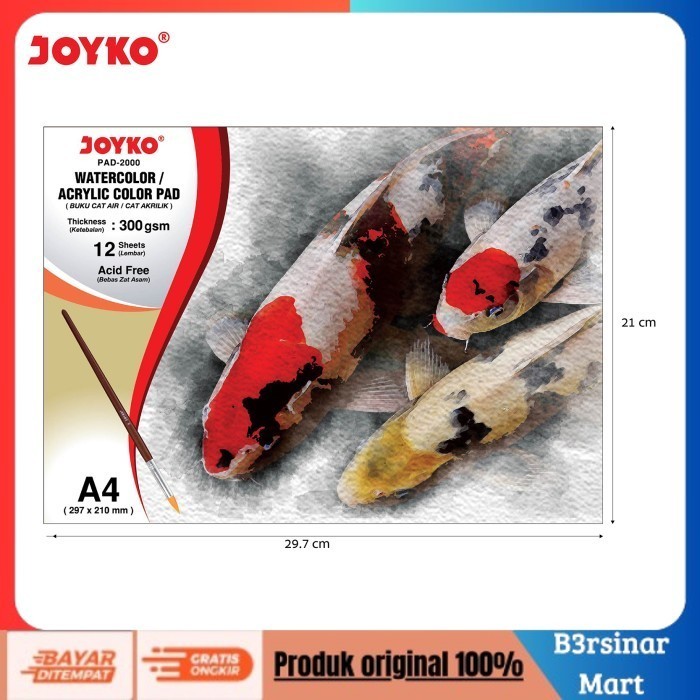 

[KUALITAS TERBAIK] Joyko Watercolor Pad Buku Gambar Cat Air Akrilik 300 gsm 12 Sheets - PAD-2000