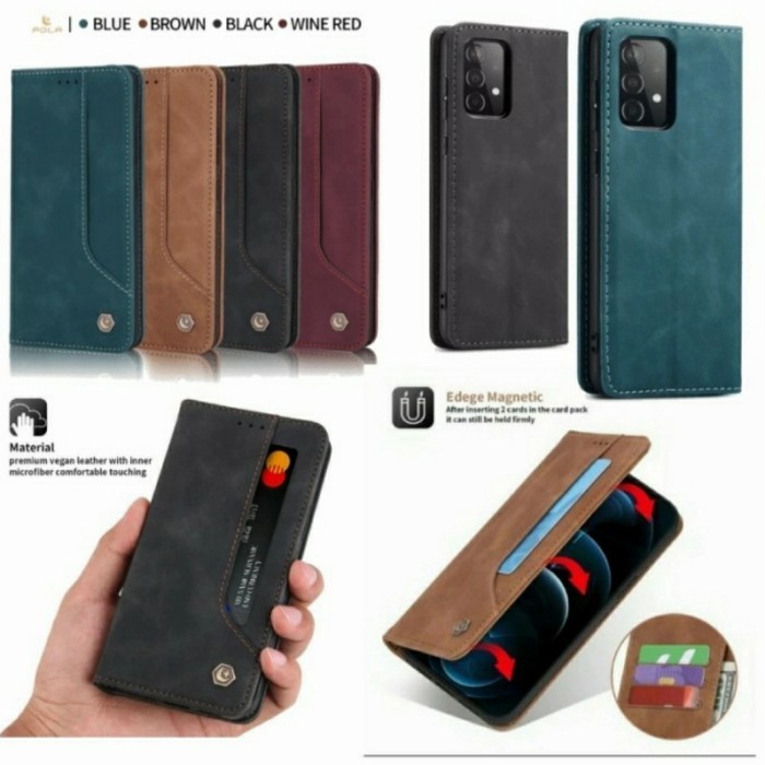 New[Promo] Case SAMSUNG Galaxy A72 Flip cover sarung dompet kulit Original - Hitam, SAMSUNG A72