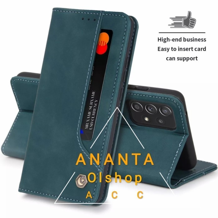 New[PROMO] Flip Cover Samsung Galaxy A32 /A52 /A72 Wallet Leather Case POLA Kulit - Hijau, A72