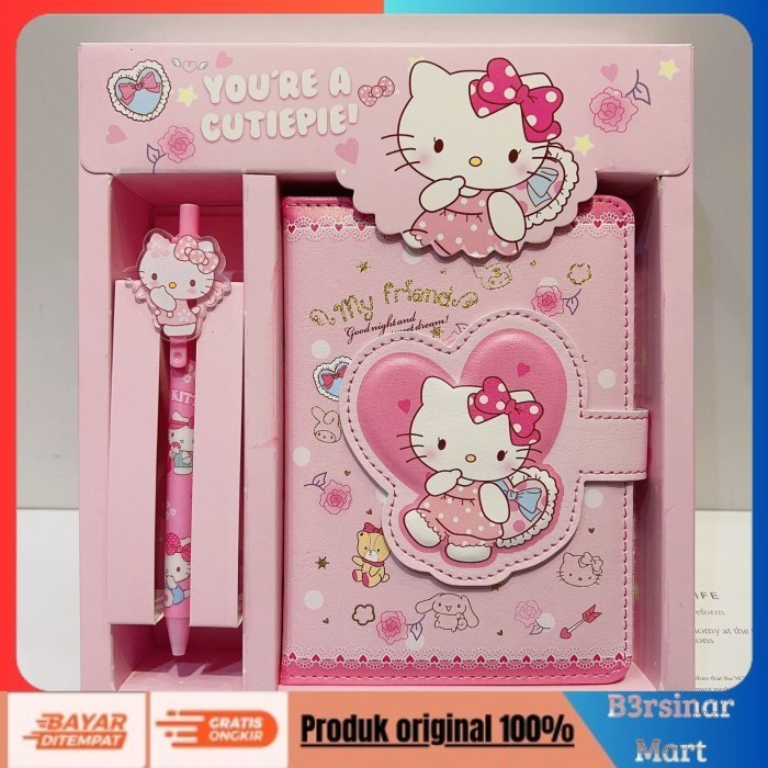 

[KUALITAS TERBAIK] Notebook 2in 1 Buku Tulis Anak Sanrio Magnet Buku Memo dan Pen Kuromi - HELLO KITTY