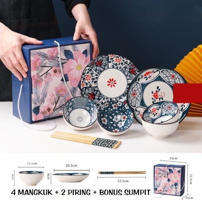 

✨LARIS✨ -Japanese Hampers Wedding Gift Plate & Bowl Set | Wedding Gift Kado - 4 Bowl+2 Plate