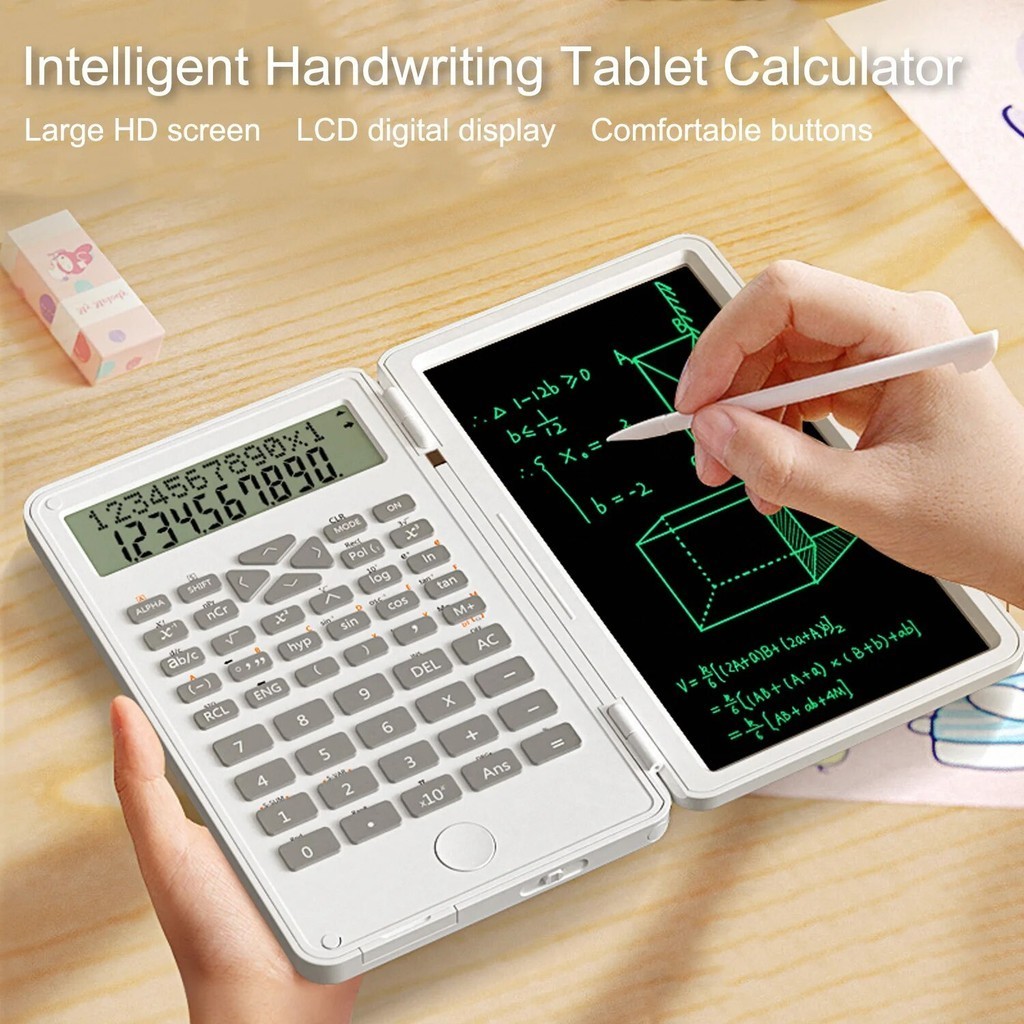 

Scientific Calculator 12-Digit Large Display Calculator with Notepad Foldable Calculator with Hand Writing Board for Daily Use