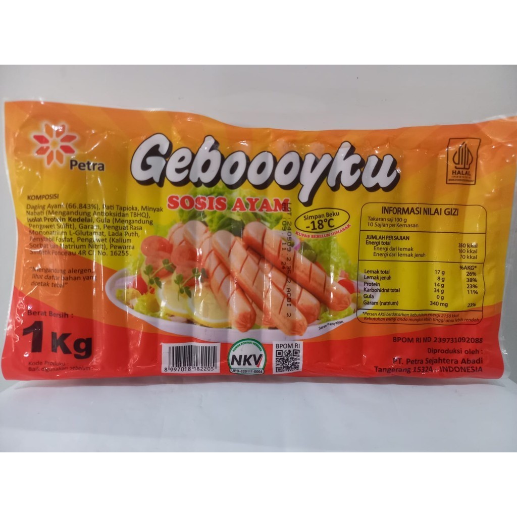 

(READY STOCK) SOSIS AYAM GEBOYKU PREMIUM 1 KG ISI 40 HALAL FROZEN FOOD