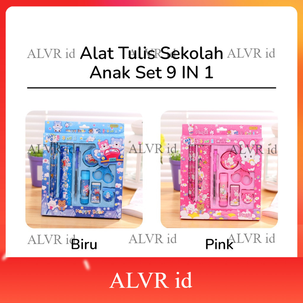 

ALVR id Stationary Set / Alat Tulis Sekolah Anak Set 9 in 1 / Alat Tulis Sekolah Karakter Lucu / Souvenir Alat Tulis Anak