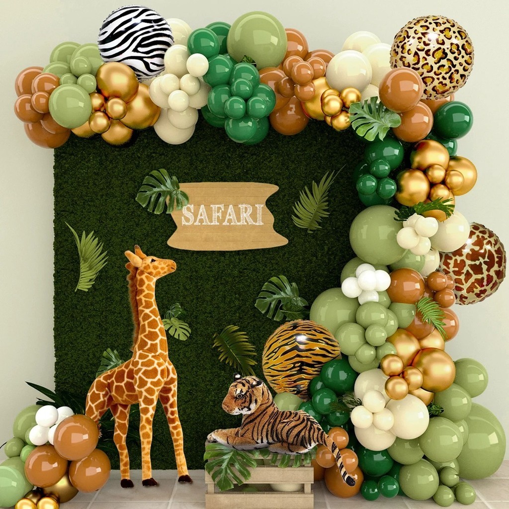 Set Balon Hijau Hewan Hutan Kit Dekorasi Pesta Ulang Tahun Dekorasi Safari Baby Shower Latex Balon G