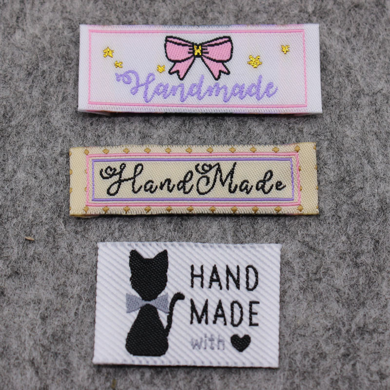 

100 pcs a lot colorful handmade label tag clothing woven label main label kids clothing tags custom garment label