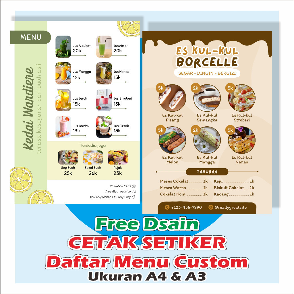 

CETAK SETIKER DAFTAR MENU MAKANAN MINUMAN CUSTOM STIKER DAFTAR MENU A3 A4